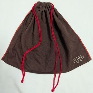 Coach Brown Drawstring Dust Bag with Red Cord